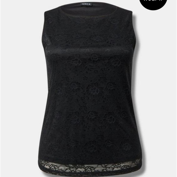 Torrid Curve Tops - Torrid Black Lace Sleeveless Top